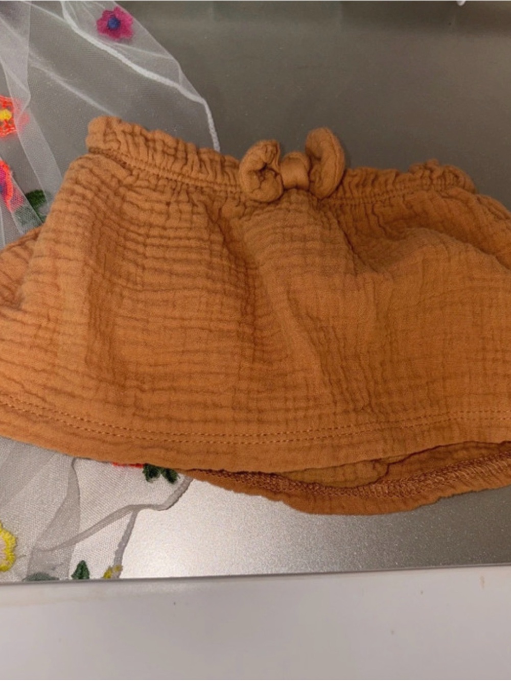 Newborn' Cotton Gauze Skirt - Rust Orange